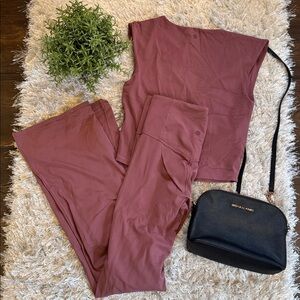 EUC Athleta Berry Magenta Elation Flare Pants and Sleeveless Top Set Small